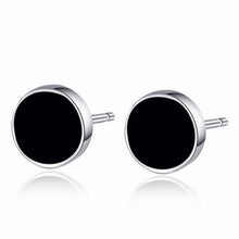 Men Stud Earrings Ear Jewelry 2Pcs Round Ear Stud Men Black Plastic Metal Punk Style J4U66