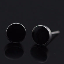 Men Stud Earrings Ear Jewelry 2Pcs Round Ear Stud Men Black Plastic Metal Punk Style J4U66