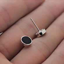 Men Stud Earrings Ear Jewelry 2Pcs Round Ear Stud Men Black Plastic Metal Punk Style J4U66
