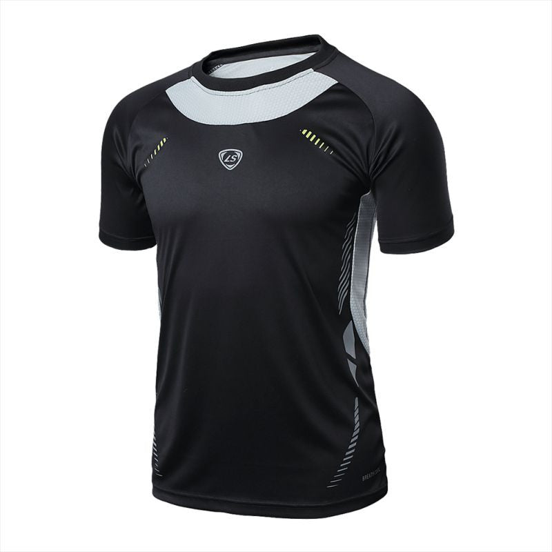 Men T-shirt Muscle Quick Dry Stretch Top Tee Shirt J4U66