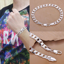Men's 8MM Chain BraceletWomen's DIY Jewelry Sliver Plated Lobster Clasp Link Bracelets J4U66