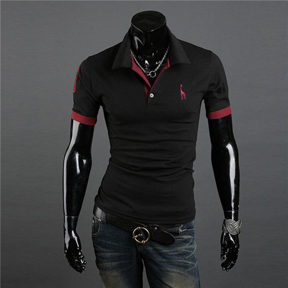 mens casual tops tee v neck polo shirts slim fit short sleeve clothes us m xxxl 10 colors J4U66