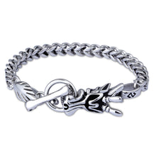 mens chinese element dragon head bracelet 31l titanium steel antique silver fashional ornaments polished J4U66