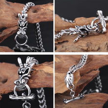 mens chinese element dragon head bracelet 31l titanium steel antique silver fashional ornaments polished J4U66