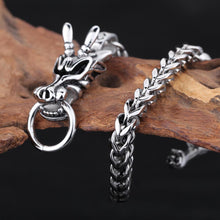 mens chinese element dragon head bracelet 31l titanium steel antique silver fashional ornaments polished J4U66