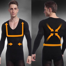 mens long sleeve shapewear v neck thermal underwear warm male base layer shirt J4U66