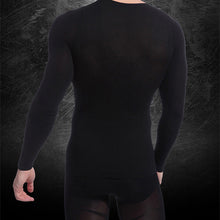 mens long sleeve shapewear v neck thermal underwear warm male base layer shirt J4U66
