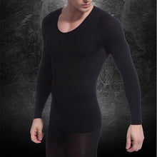mens long sleeve shapewear v neck thermal underwear warm male base layer shirt J4U66