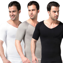 Mens Slimming V-neck T Shirt Waist Cincher Belly Fitness Body Shaper Underwear Shapewear BodysuitJFY66