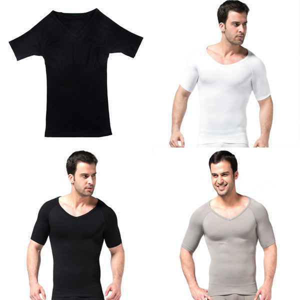 Mens Slimming V-neck T Shirt Waist Cincher Belly Fitness Body Shaper Underwear Shapewear BodysuitJFY66
