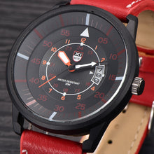 Military Leather Waterproof Date Quartz Analog Army Men's Quartz Wrist Watches J4U66