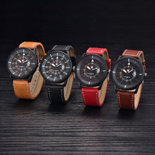 Military Leather Waterproof Date Quartz Analog Army Men's Quartz Wrist Watches J4U66