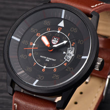 Military Leather Waterproof Date Quartz Analog Army Men's Quartz Wrist Watches J4U66