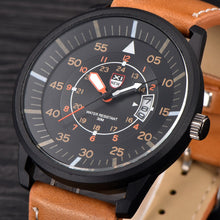 Military Leather Waterproof Date Quartz Analog Army Men's Quartz Wrist Watches J4U66