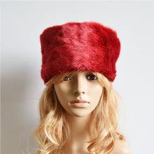 mink and fox fur ball cap hat for women wool hat beanies cap thick cap faux fur plus size warm hat J4U66