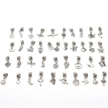 Mixed Style Tibetan Silver Charms Beads Big Hole Oxidized Metal Beads Fit European Bracelet Jewelry 40Pcs  J4U66