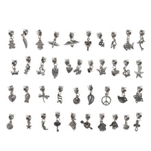 Mixed Style Tibetan Silver Charms Beads Big Hole Oxidized Metal Beads Fit European Bracelet Jewelry 40Pcs  J4U66