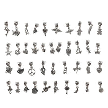 Mixed Style Tibetan Silver Charms Beads Big Hole Oxidized Metal Beads Fit European Bracelet Jewelry 40Pcs  J4U66