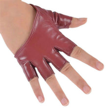 mode frauen pu lederne punk halb palm finger driving dacning anzeigen handschuhe J4U66