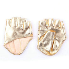 mode frauen pu lederne punk halb palm finger driving dacning anzeigen handschuhe J4U66