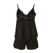 sexy black satin sleepwear women lace nightwear backless lingerie night short sets ladies nightgown plus size nighty J4U66
