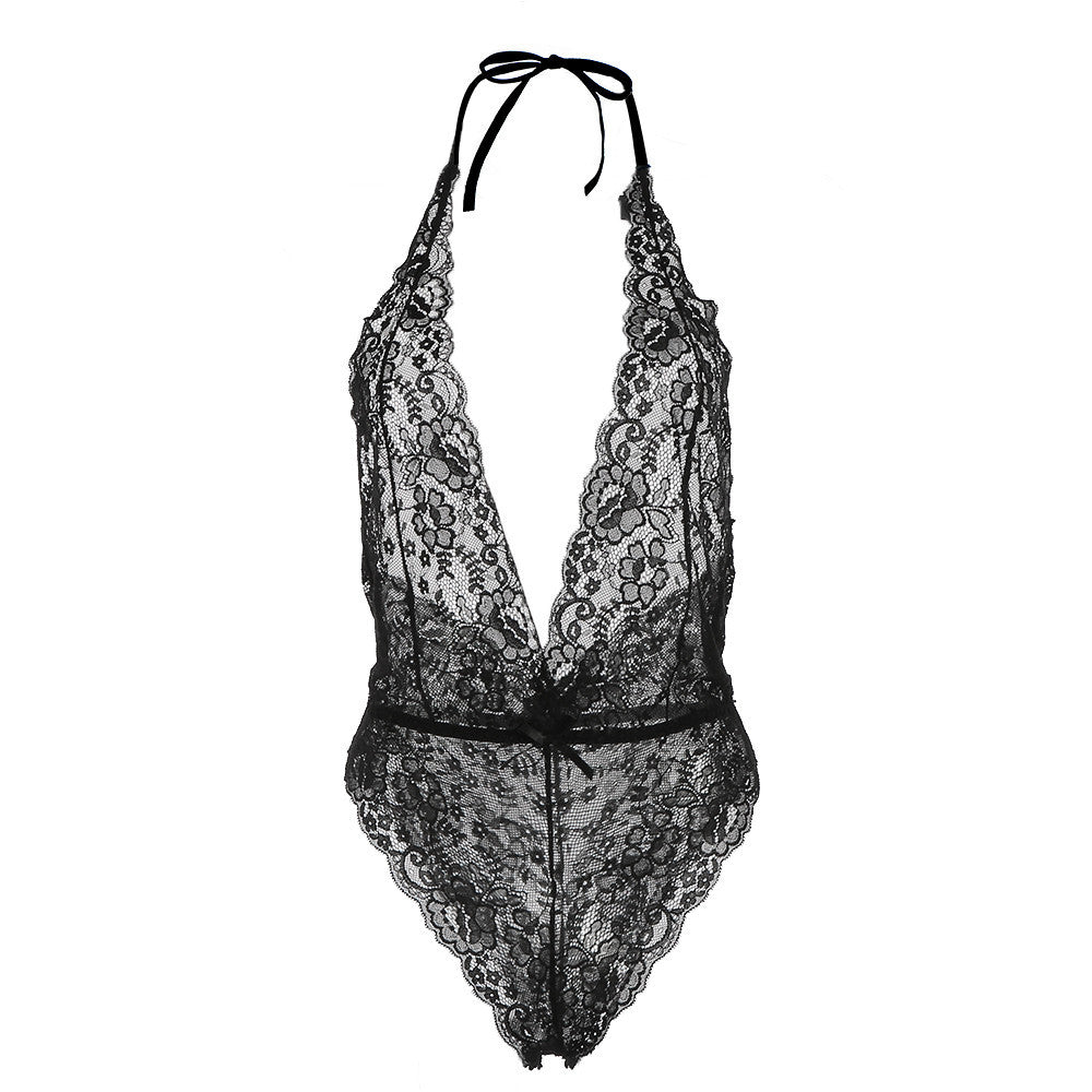 sexy lingerie eye mask deep v neck perspective sleepwear lace bodysuit sexy underwearcatsuit negligee for women J4U66