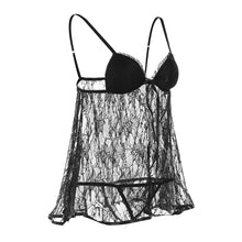 sexy lingerie set temptation sleepwear black padded bra top underwear transparent costume for woman erotic suit g-string J4U66