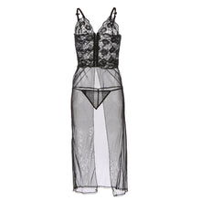sexy woman lingerie sheer lace long dress temptation ladies fetish wear sexy erotic underwear black costume g-string J4U66