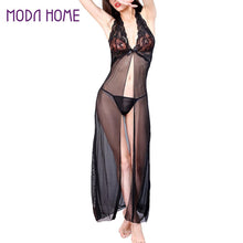 womens see through sexy sleepwear transparente roupa feminina long gown thongs halter dress nightwear lingerie erotic J4U66