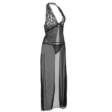 womens see through sexy sleepwear transparente roupa feminina long gown thongs halter dress nightwear lingerie erotic J4U66