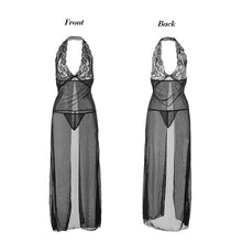 womens see through sexy sleepwear transparente roupa feminina long gown thongs halter dress nightwear lingerie erotic J4U66