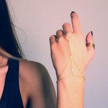 Multi Chain Bangle Slave Link Interweave Finger Rings Hand Harness Bracelet Gold J4U66
