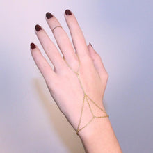 Multi Chain Bangle Slave Link Interweave Finger Rings Hand Harness Bracelet Gold J4U66