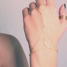 Multi Chain Bangle Slave Link Interweave Finger Rings Hand Harness Bracelet Gold J4U66