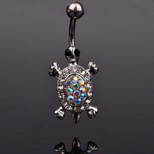 Multicolor Crystal Cute Turtle Dangle Body Piercing Navel Belly Button Ring Bar Women Dance Ring J4U66