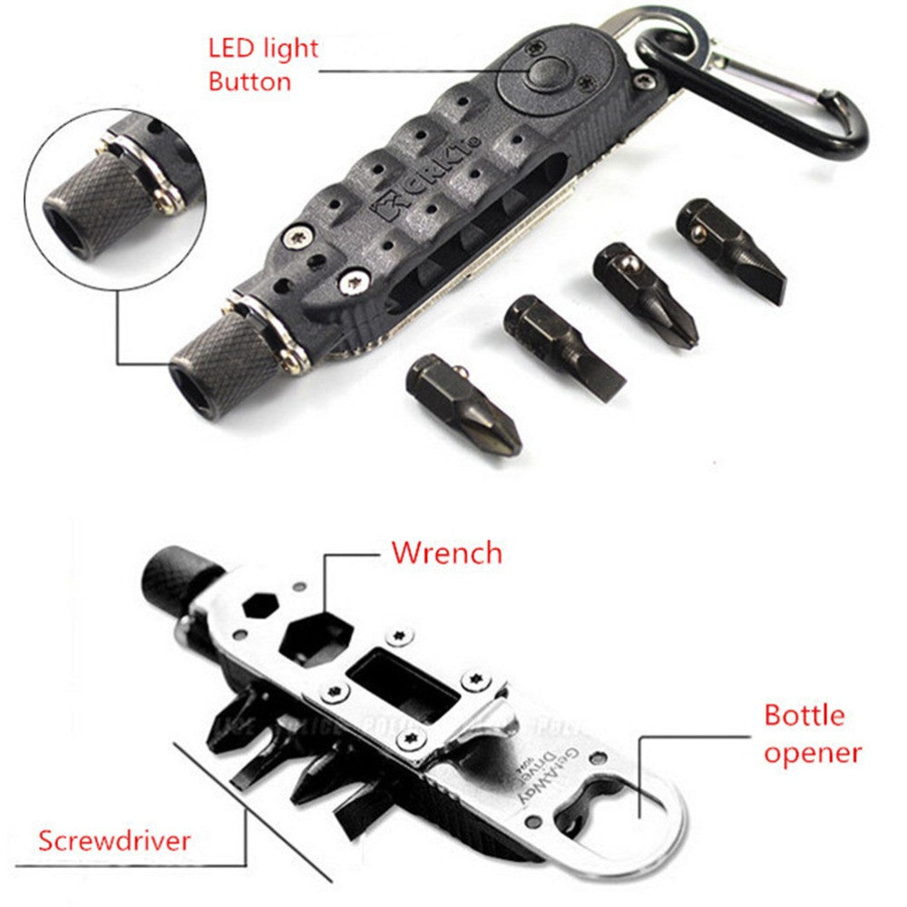 Multifunction Small Screwdriver Sets Mini EDC Tools Pocket Keychain Screwdriver With Phillips Slot Hex Screwdriver + LED Light J4U66