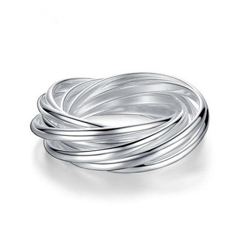 9 Line Circle Women Femal Wedding Anniversary Ring Silver Plated Ring  Jewelry Finger Accessories J4U66