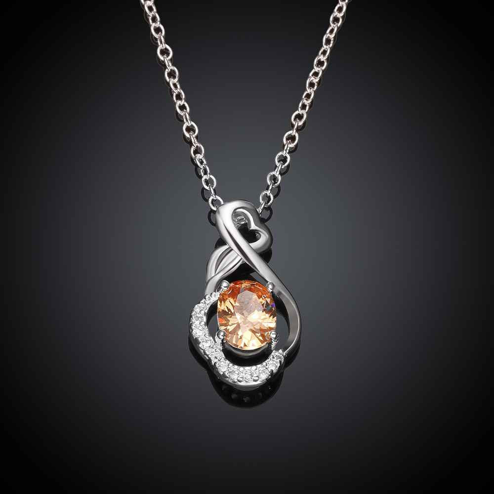silver pendant insets peach collares charms fspn010 J4U66