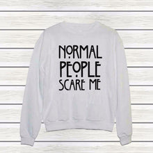 NORMAL PEOPLE SCARE ME Hoody Pullover Lady Black White SweatshirtsWomen's Clothing Letter Print Hoodies Tops J4U66