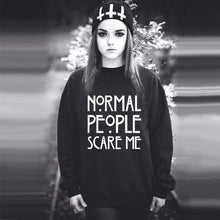 normal people scare me hoody pullover lady black white sweatshirts womens clothing letter print hoodies tops J4U66