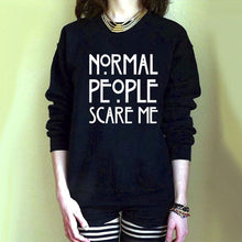 normal people scare me hoody pullover lady black white sweatshirts womens clothing letter print hoodies tops J4U66