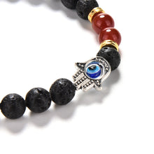 Natural Stone Bead Buddha Bracelets Turquoise Lava Onyx Natural Stone Bead Bracelet Hamsa Hand Charm Bracelet  J4U66