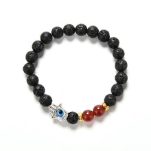 Natural Stone Bead Buddha Bracelets Turquoise Lava Onyx Natural Stone Bead Bracelet Hamsa Hand Charm Bracelet  J4U66