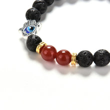 Natural Stone Bead Buddha Bracelets Turquoise Lava Onyx Natural Stone Bead Bracelet Hamsa Hand Charm Bracelet  J4U66