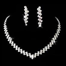 Necklace + Earrings Silver Prom Wedding Jewelry Bridal Crystal Rhinestone Necklace Earring For Women s J4U66