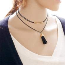 Necklace Gothic Chain Charm Pendant Vintage Jewelry Double Layer Black Imitation Leather Choker J4U66