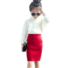 New 1-5Years Girls Kids Elastic Waist Skirts Solid A Line Skater Knit Mini Skirt  J4U66