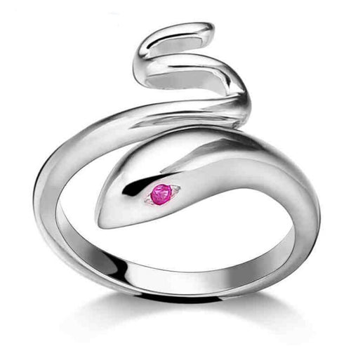 elegant cute Snake ruby Silver Plated cool jewelry Open-end Rings for women J4U66