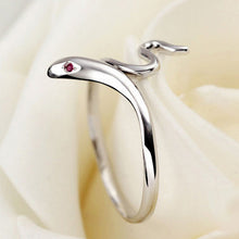 elegant cute Snake ruby Silver Plated cool jewelry Open-end Rings for women J4U66