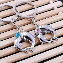 Lovely Lovers Alloy Key Chain Romantic Distinctive Couple Dolphin Keychain Gifts  J4U66